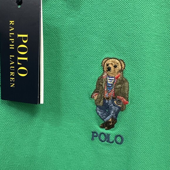 Polo Ralph Lauren Men's Medium Emerald Classic Fit Explorer Bear Mesh Polo Shirt - Picture 4 of 14